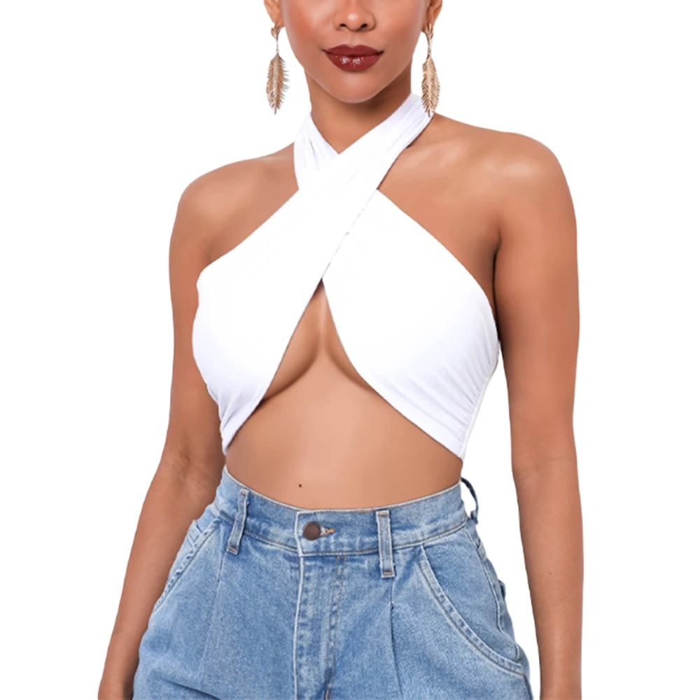 Women's Sexy Sleeveless Off Shoulder Tops, Girl's Irregular Lace-up Vest