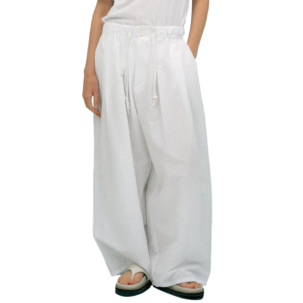 Women Wide-Leg Pants, Plain Color Drawstrings Loose Straight-Leg Pants