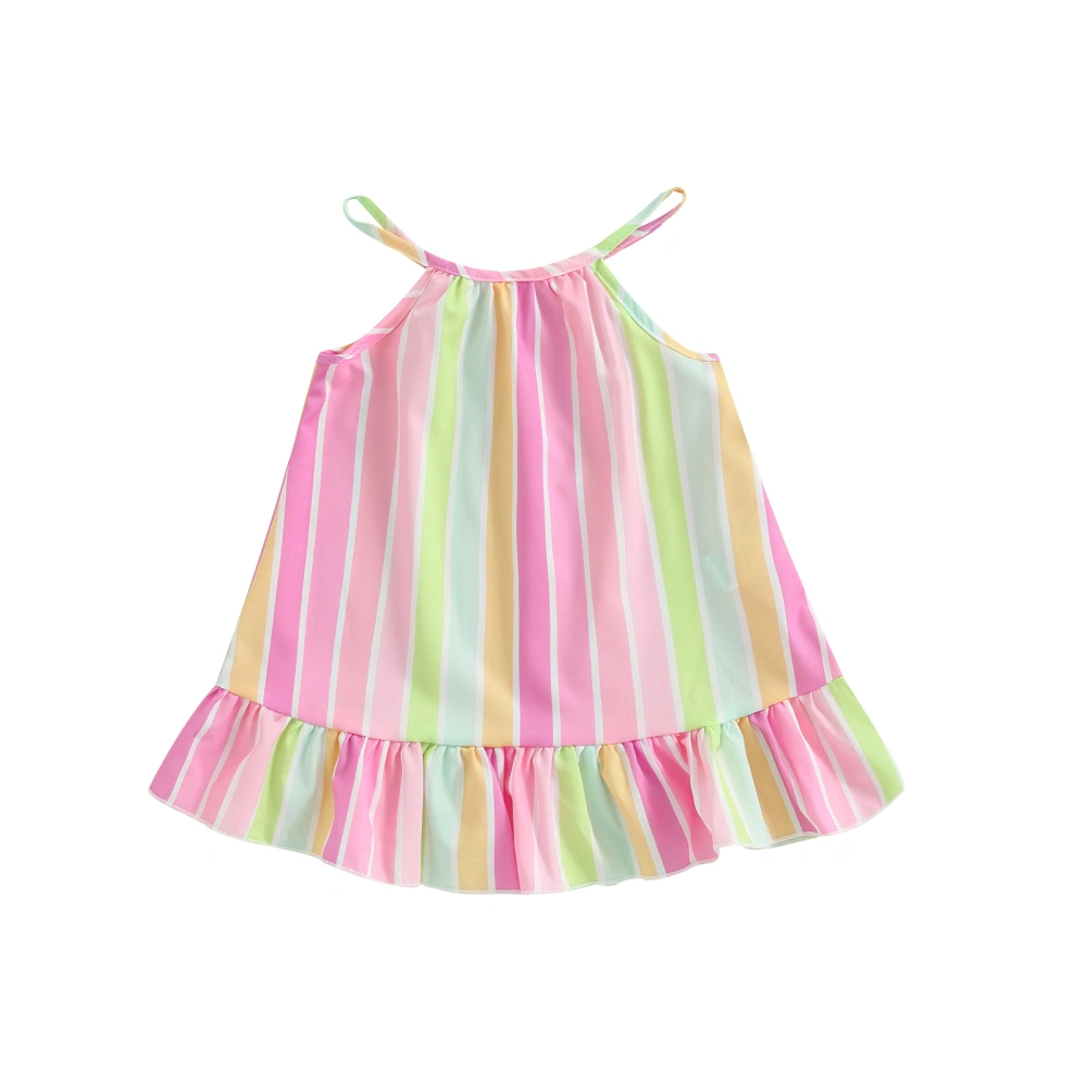 Kids Girl Dresses, Sleeveless Off Shoulder Striped Print Casual Party Street Princess Dress