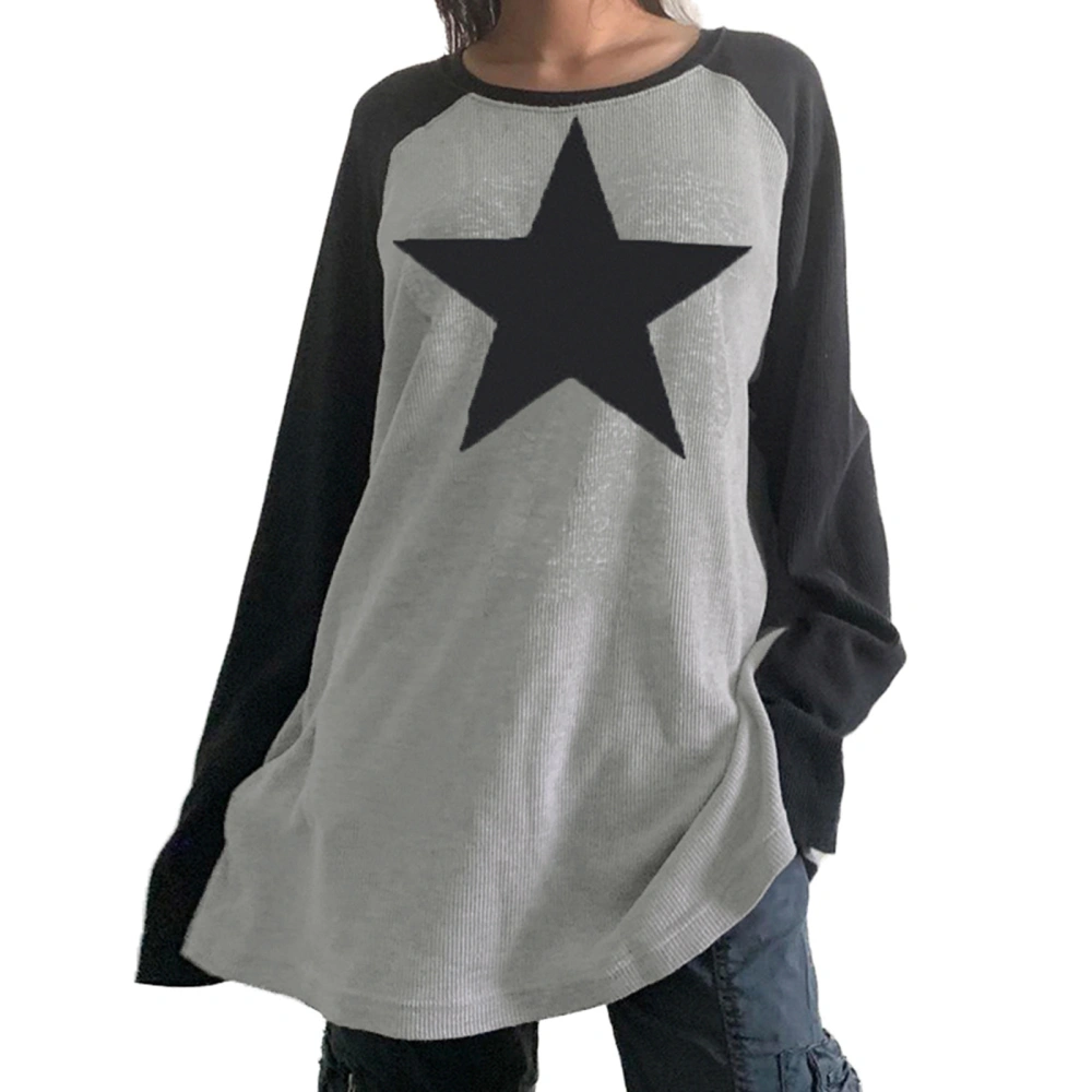 Women Pullover Sweatshirts Star Printed Loose Casual Long Sleeve Tops