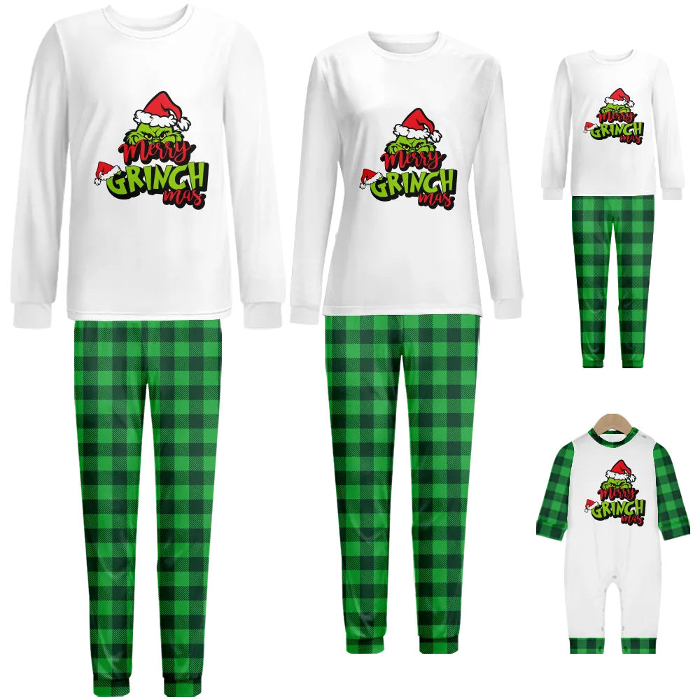 Grinch Matching Christmas Pjs For Family,Christmas Matching Pajamas,Xmas Family Pjs Matching Sets