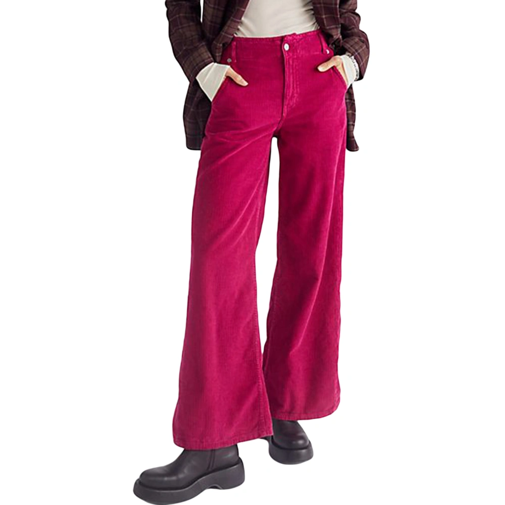 Women Pants Solid Color Long Street Casual Party Pockets Trousers 