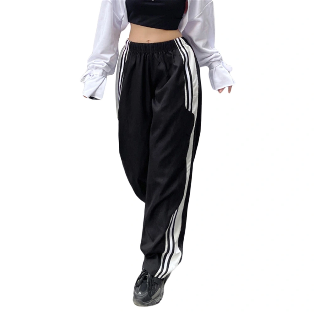 Women's Side Pockets Trousers, Side Stripes Elastic Waist Pants