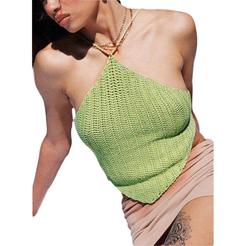 Women's Sleeveless Criss Cross Self-Tie Backless Crochet Camisole