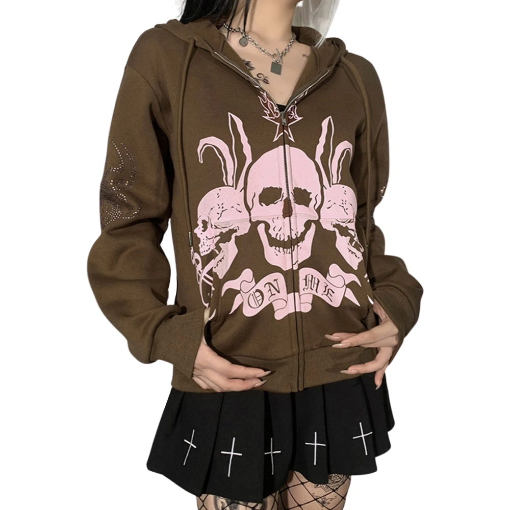 Women Hoodie, Long Sleeve Skull Print Sweatshirt Casual Outwear