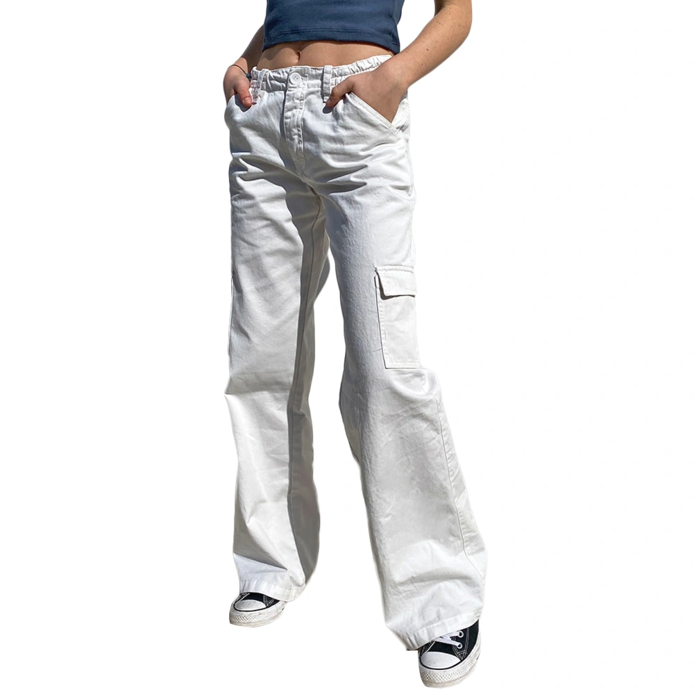 Women Cargo Pants, Zipper Button Closure Casual Street Loose Trousers