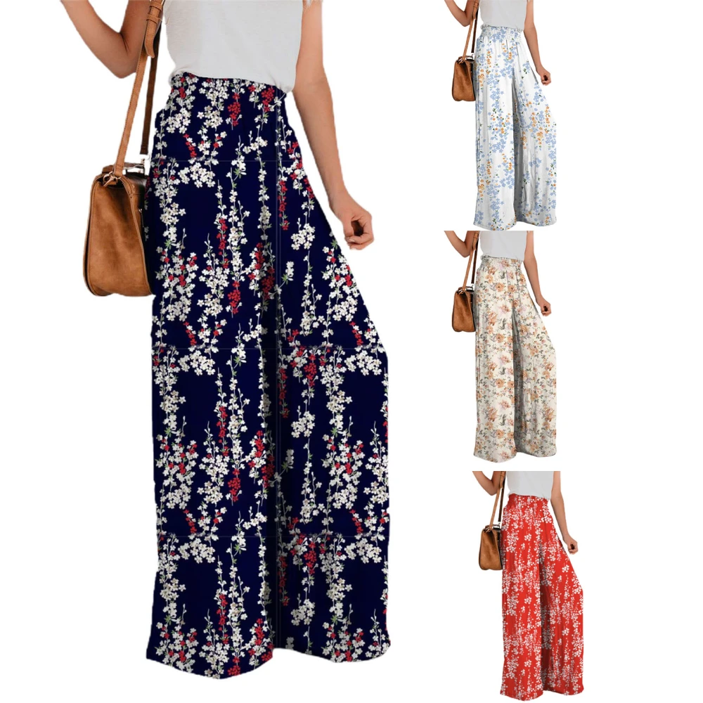 Women Floral Loose Pants High Waist Wide-Leg Loose Streetwear Summer