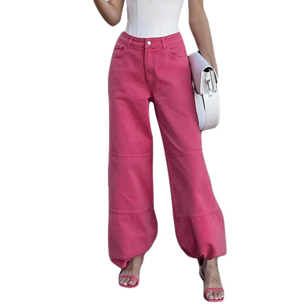 Women's Spring Solid Color Streetwear Straight Leg Pants with Pockets