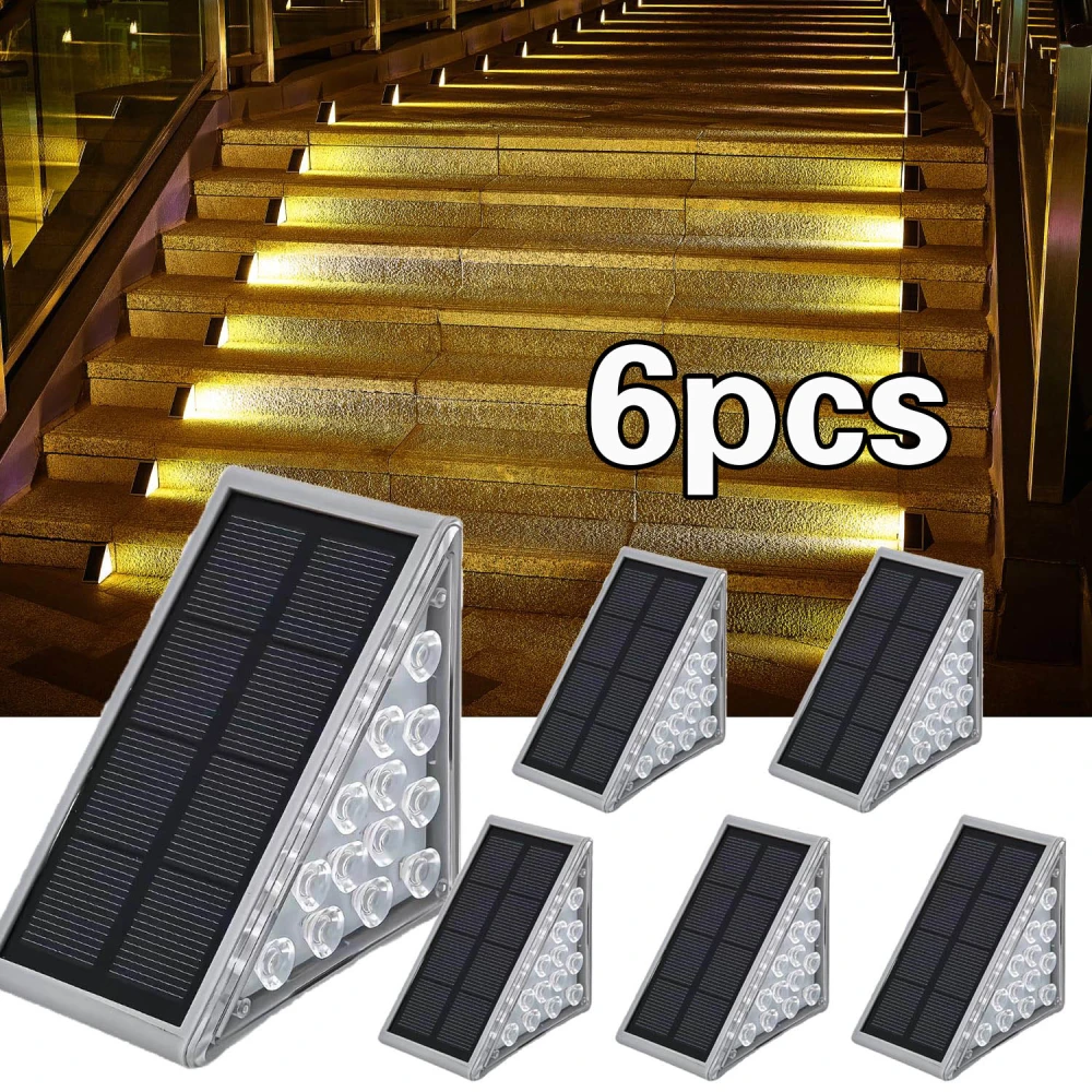 2Pcs LED Solar Step Lights Waterproof Outdoor Stair Lights, Warm White Solar Deck Lights IP67 Solar Decoration Lights for Yard, Patio, Garden, Walkways, Front Door, Pathway, Driveway, Porch