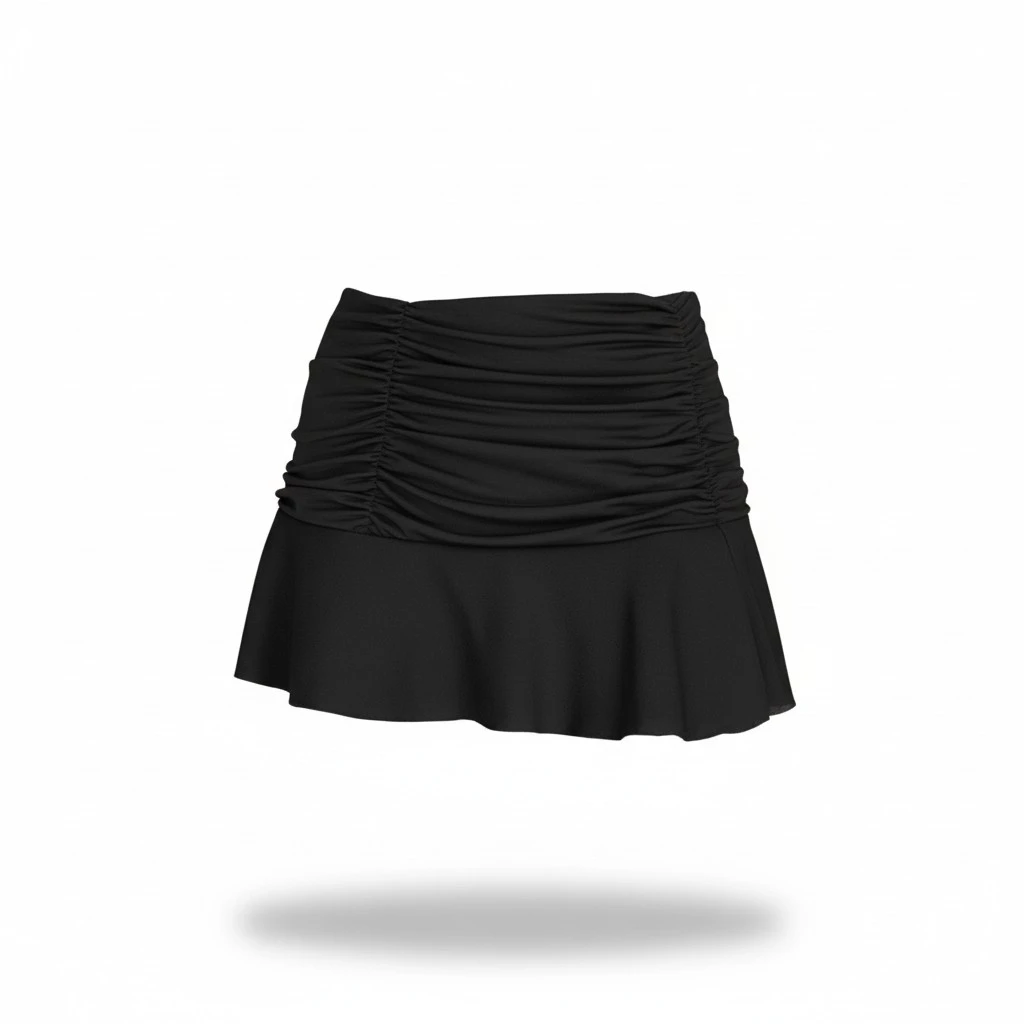 Women Pleated Hem Skirt, Solid Color Elastic Waist Short Skirt
