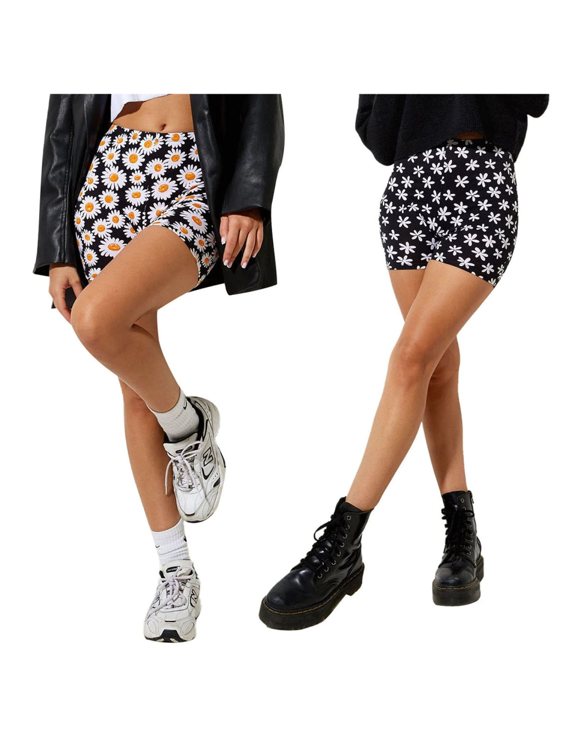 Women’s Summer Little Daisy Printing High Waist Skinny Short Pants