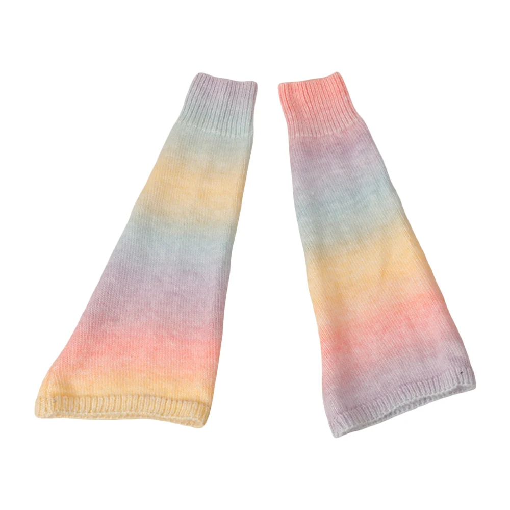 Women's Fashion Leg Warmers, Rainbow Gradient Footless Socks 