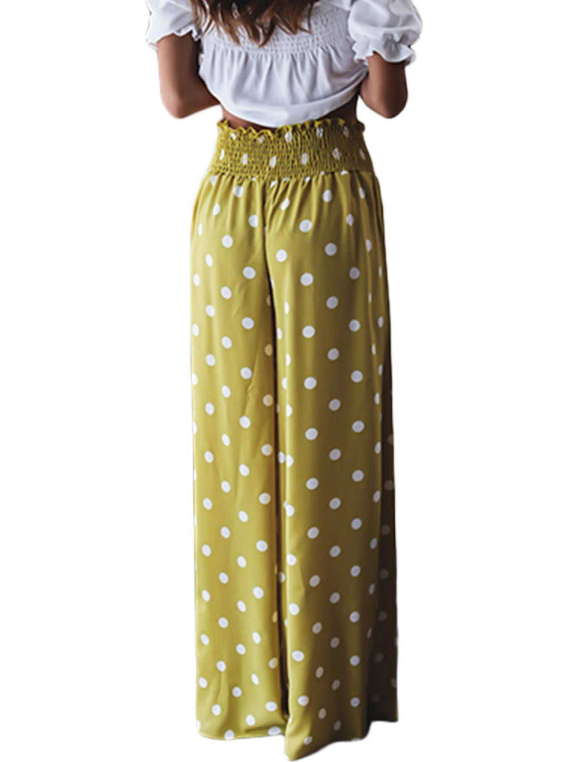 Women Loose Pants High Waist Wide-Leg Floral / Striped Streetwear
