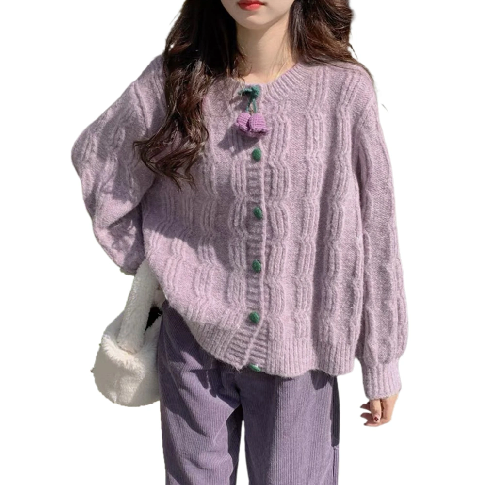 Women Button Down Sweaters Crochet Flower Casual Cozy Knitted Cardigan