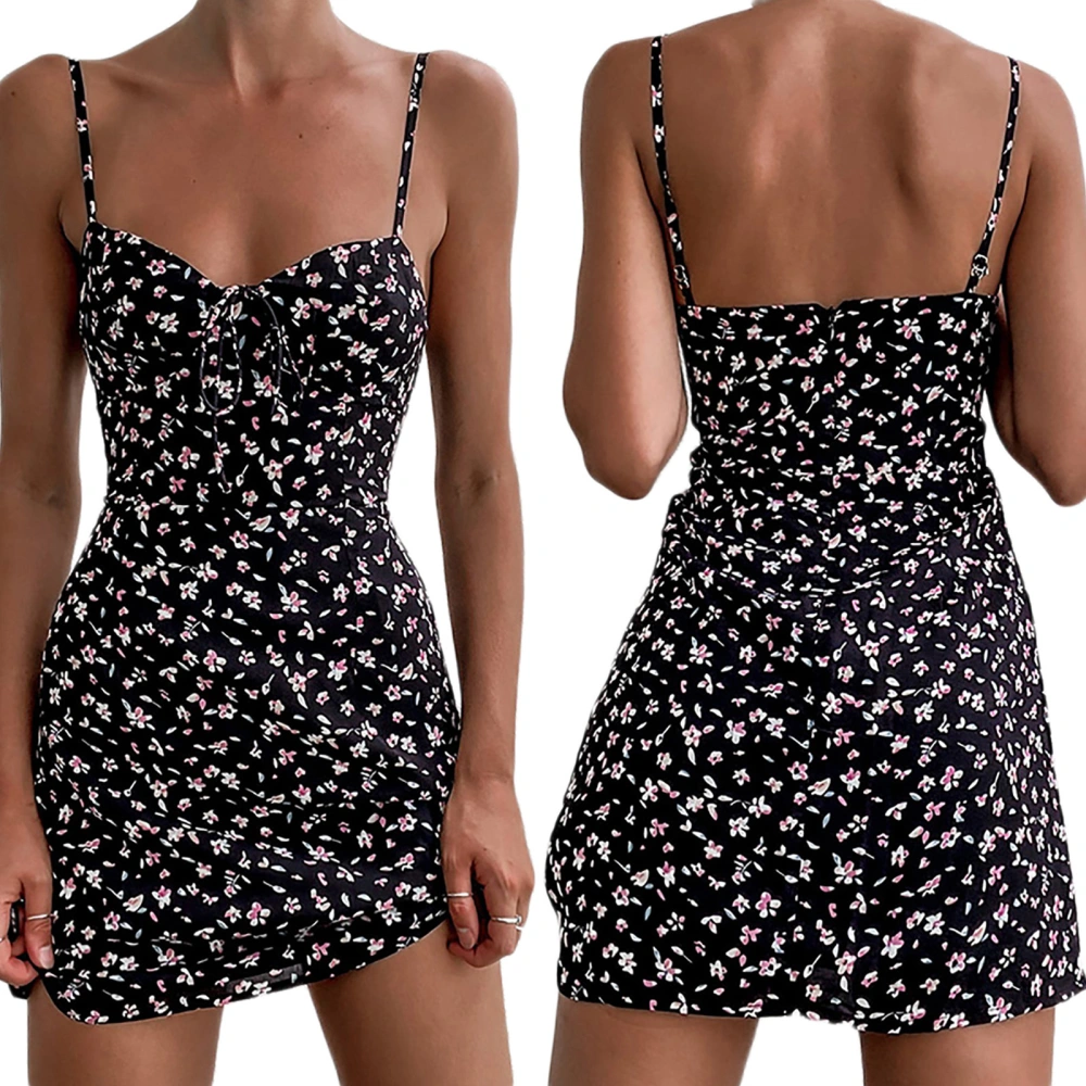 Women Fashion Backless Floral Dress Ladies Stylish Sleeveless Dress