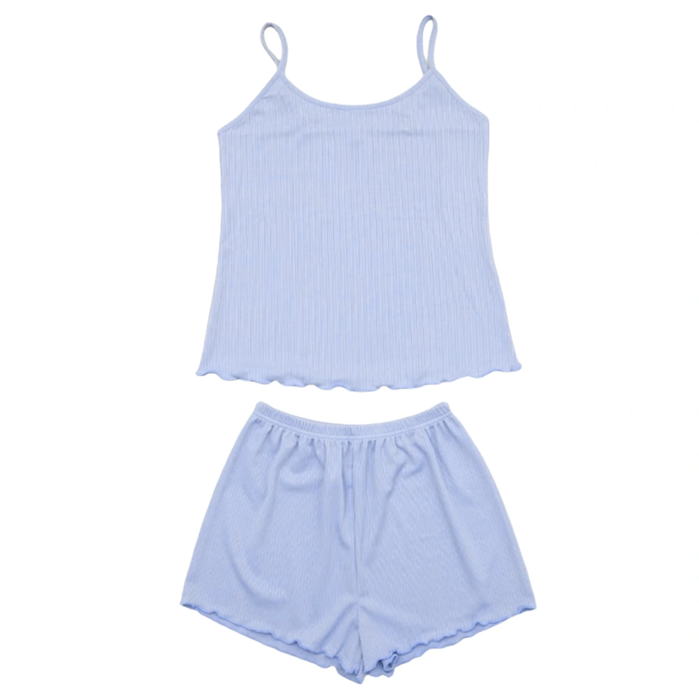 Women Pajama Set, Sleeveless Camisole with Elastic Waist Shorts