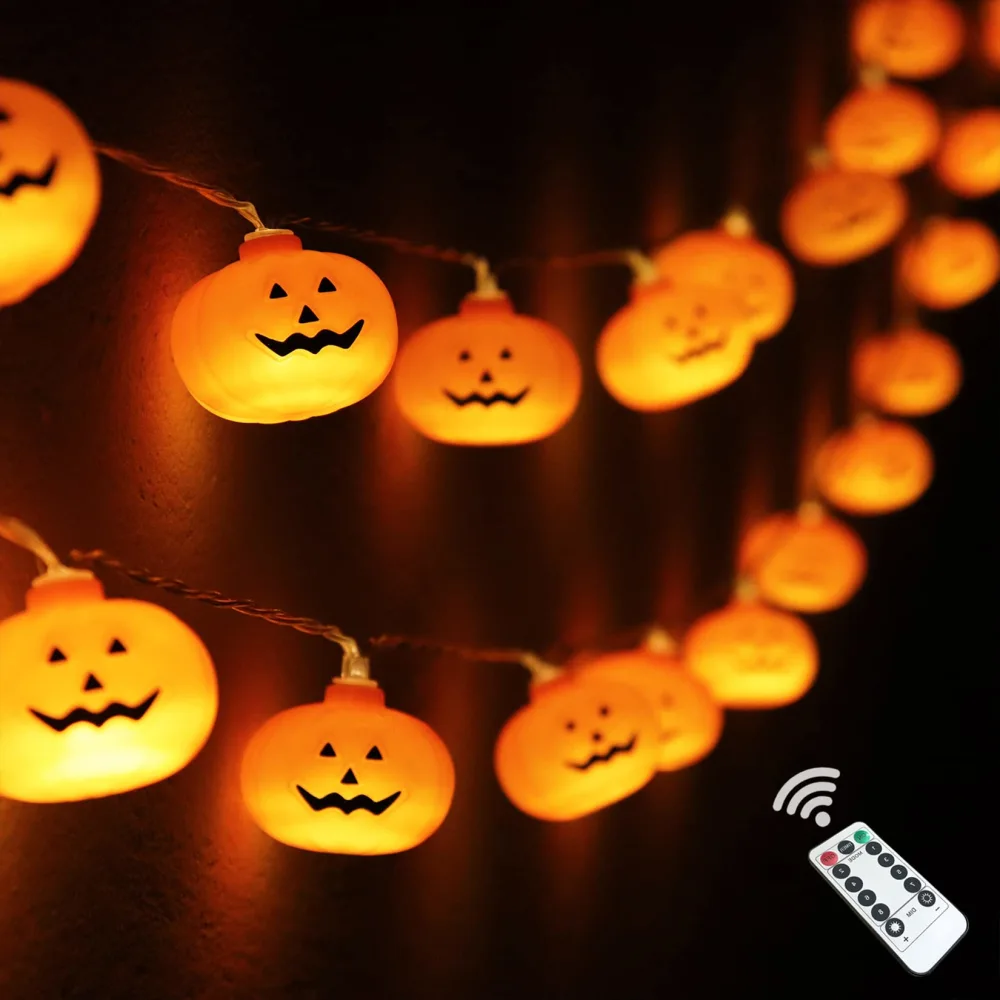 20 LED 3M Halloween Pumpkin String Lights, Decorative Halloween String Lights Pumpkin Lights, Outdoor Pumpkin Lights for Halloween Party Indoor Outdoor Decorations