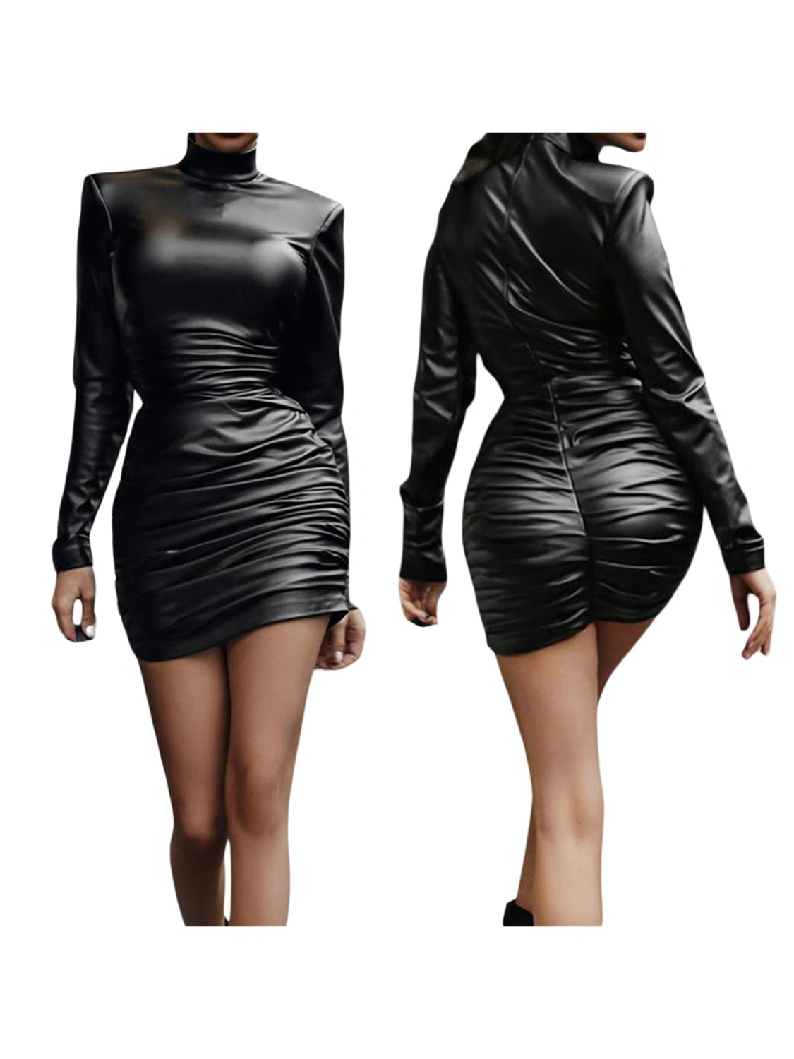 Women's Package Hip Club Dress, Mock Neck Formal Pencil Dress