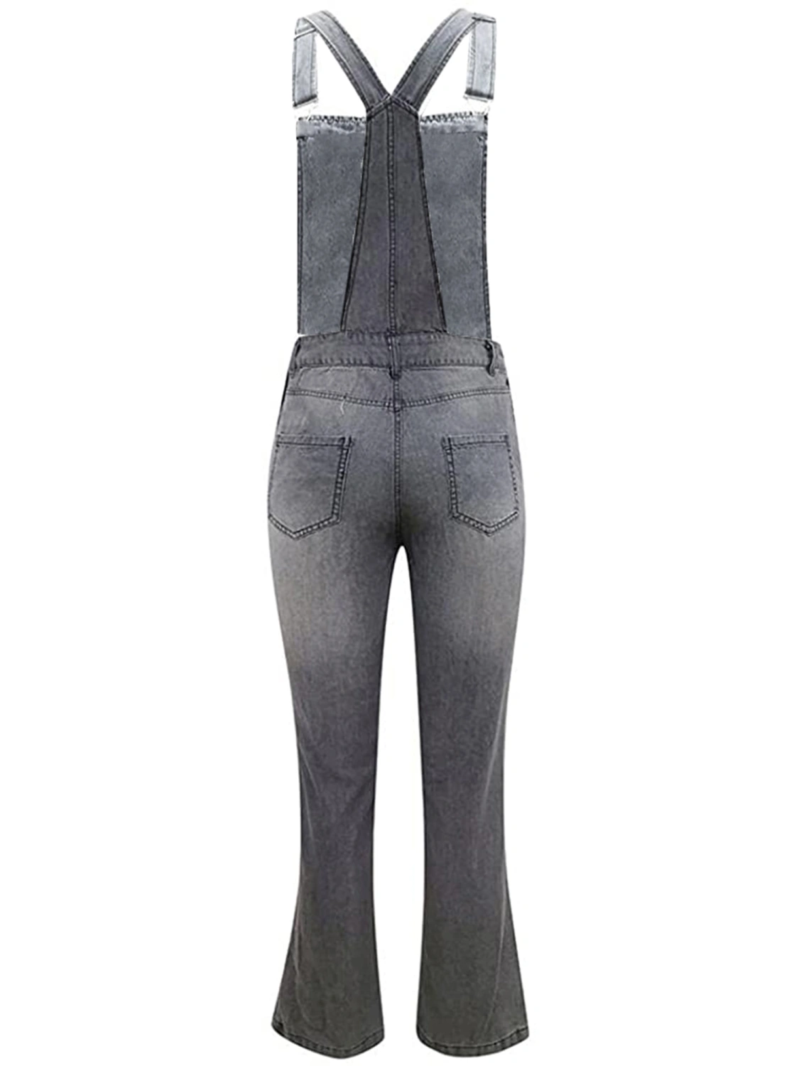 Women Denim Suspender Pants, Adjustable Straps Ripped Long Overalls