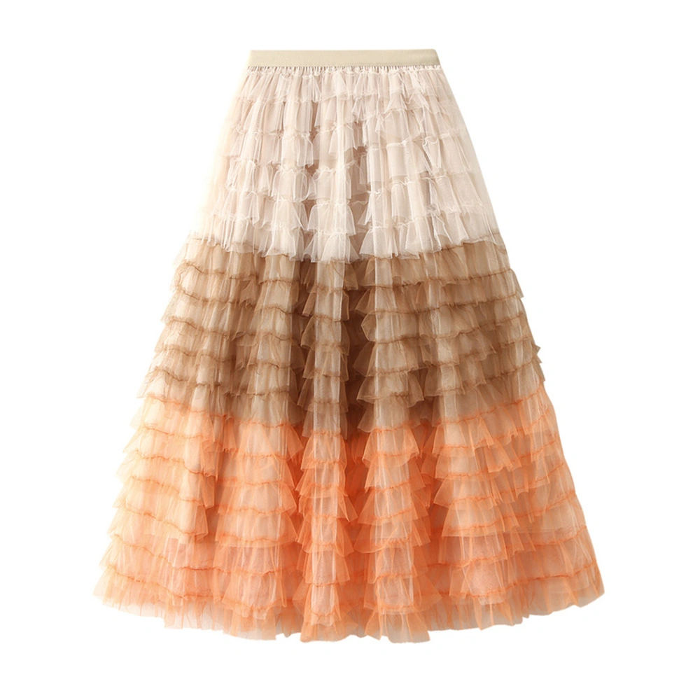 Ladies Mesh Long Bust Skirt, Wide Hemline Half Layered Skirt