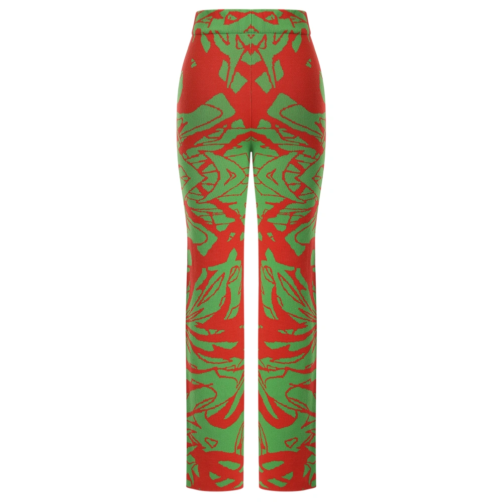 Women Straight-leg Pants, Printed Pattern Elastic High Waist Trousers