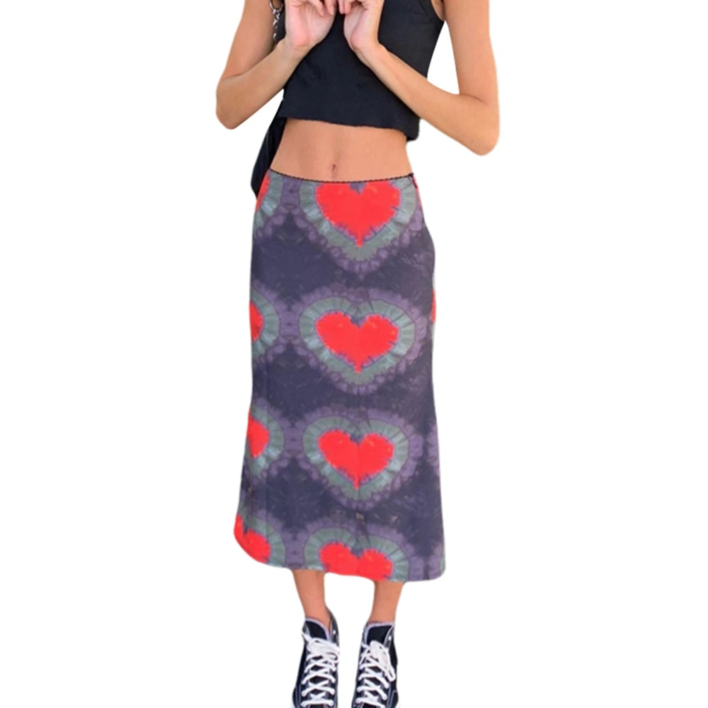 Women Heart Print Skirt Ladies Female Stylish Skirt for Daily Wear