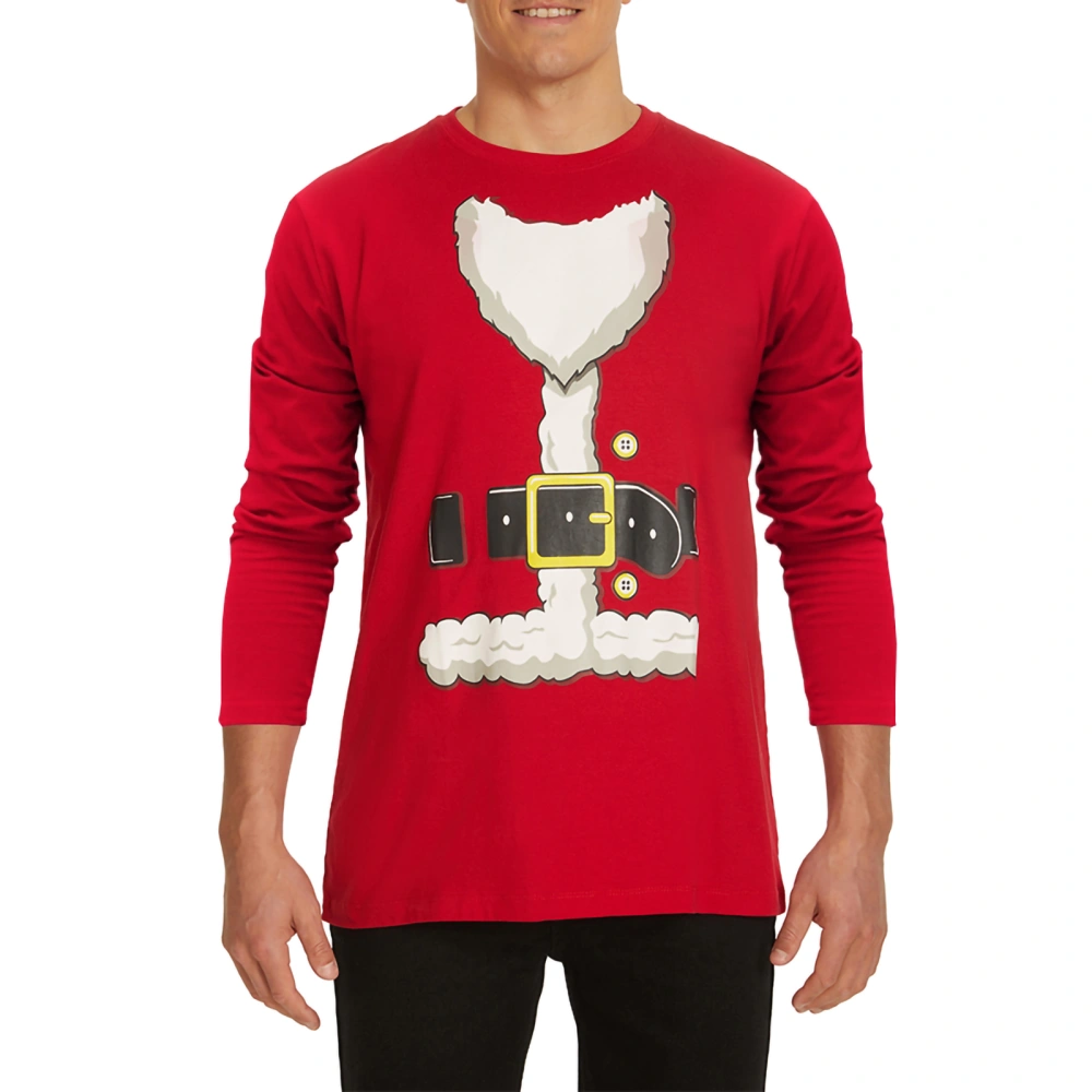 Women Men Fashion Christmas T-Shirts Belt Deer Santa Print Shirts