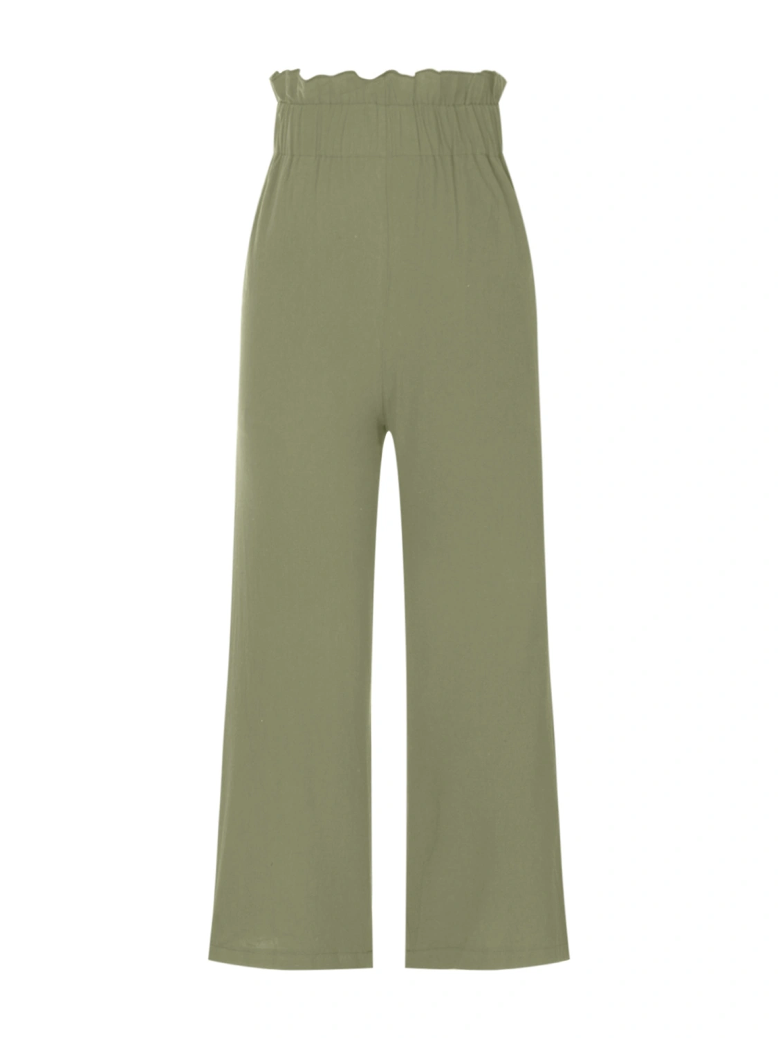Women Ruffled Wide-leg Pants, High Waist Solid Color Trousers