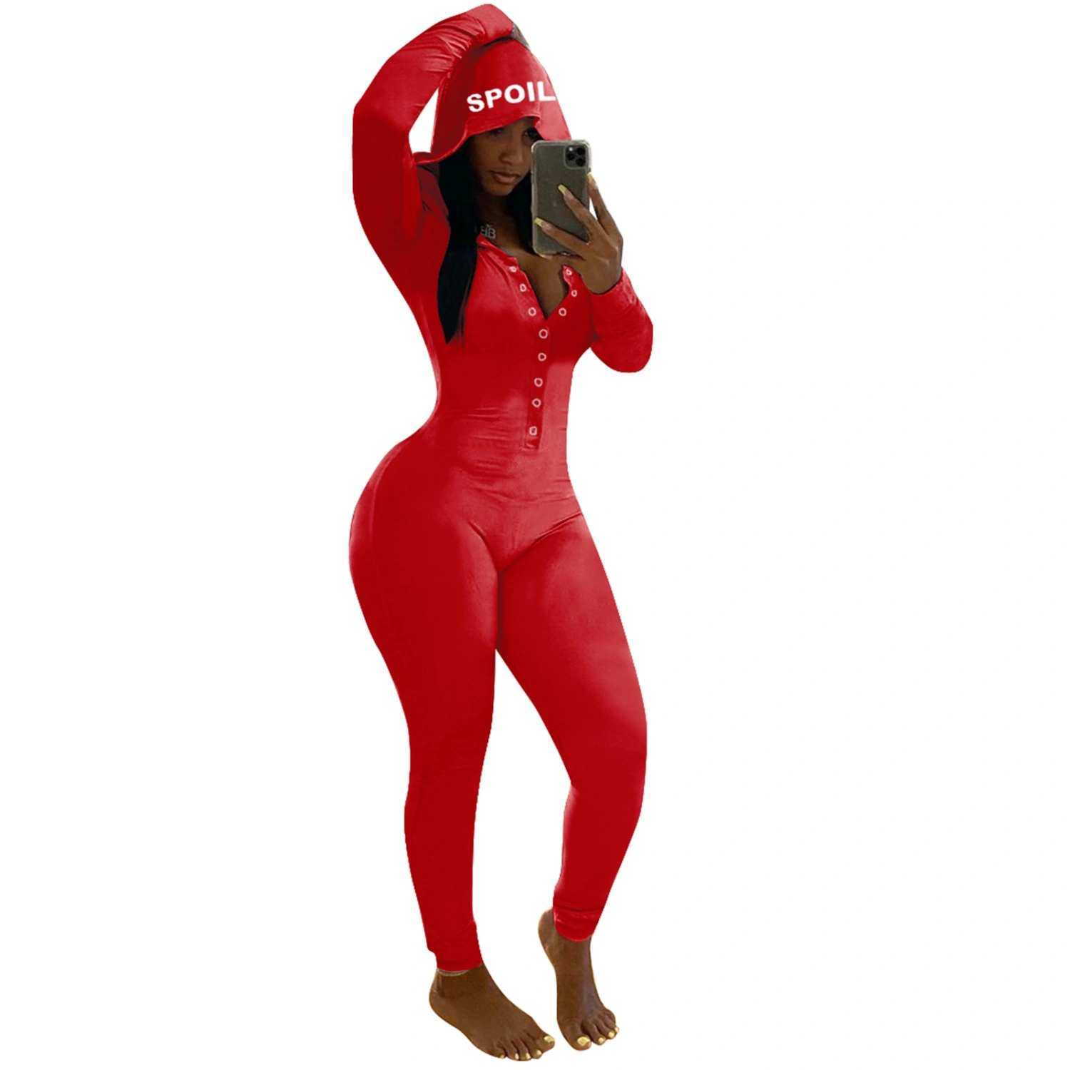 Women's Deep V-neck High Waist Jumpsuit, Casual Solid Color Romper