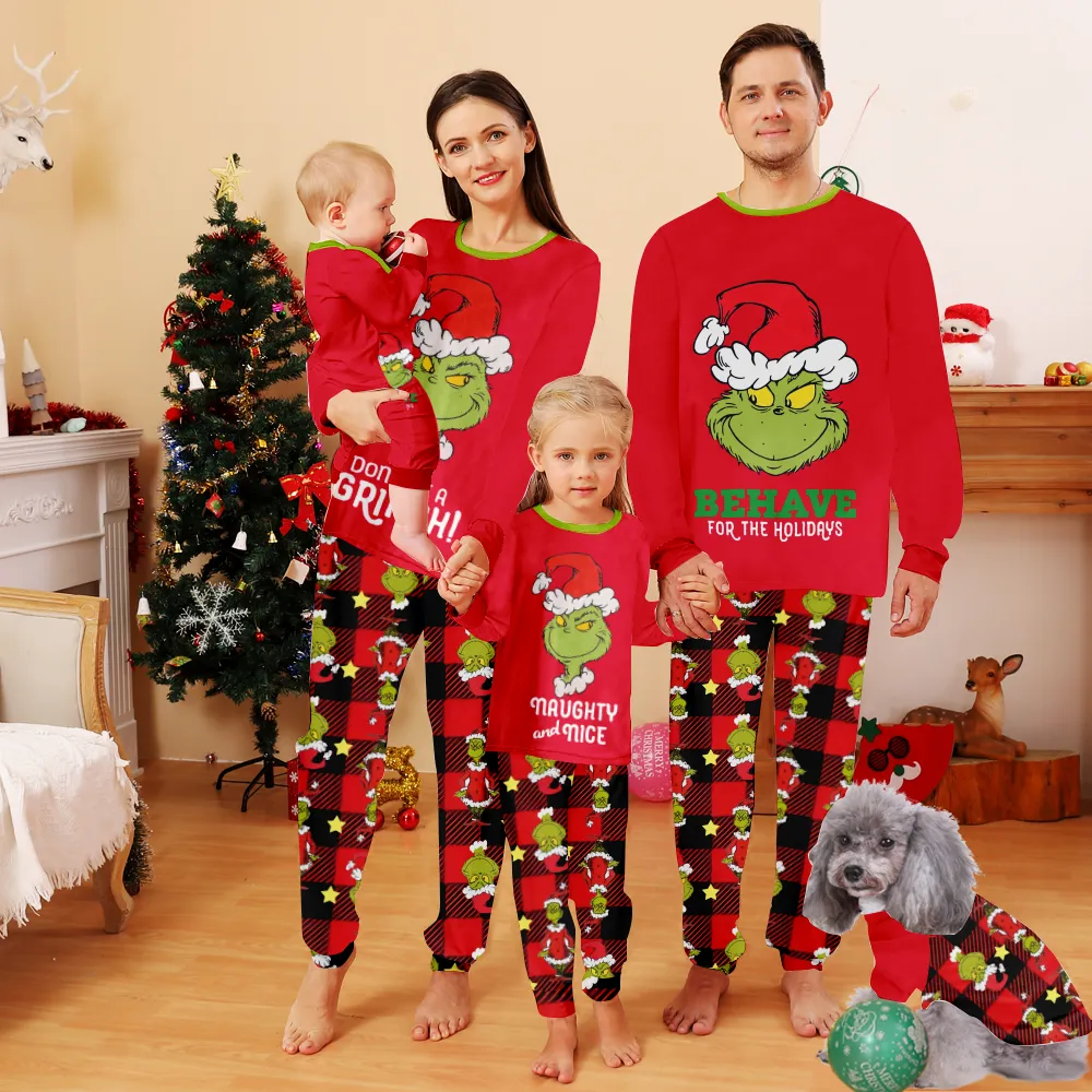 Grinch Matching Christmas Pjs For Family,Family Pajamas Matching Sets,Christmas Pajamas For Families