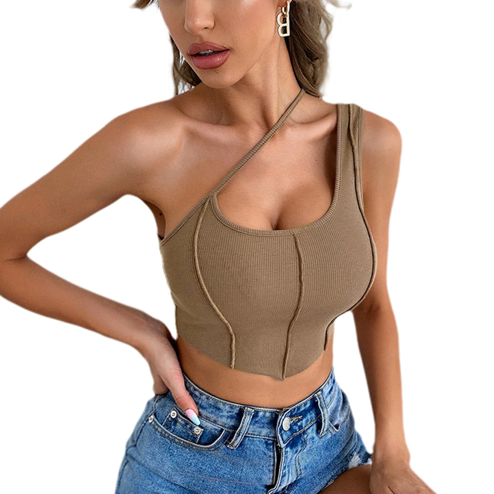 Women One Shoulder Tank Tops, Sleeveless Cutout Irregular Hem Camisole