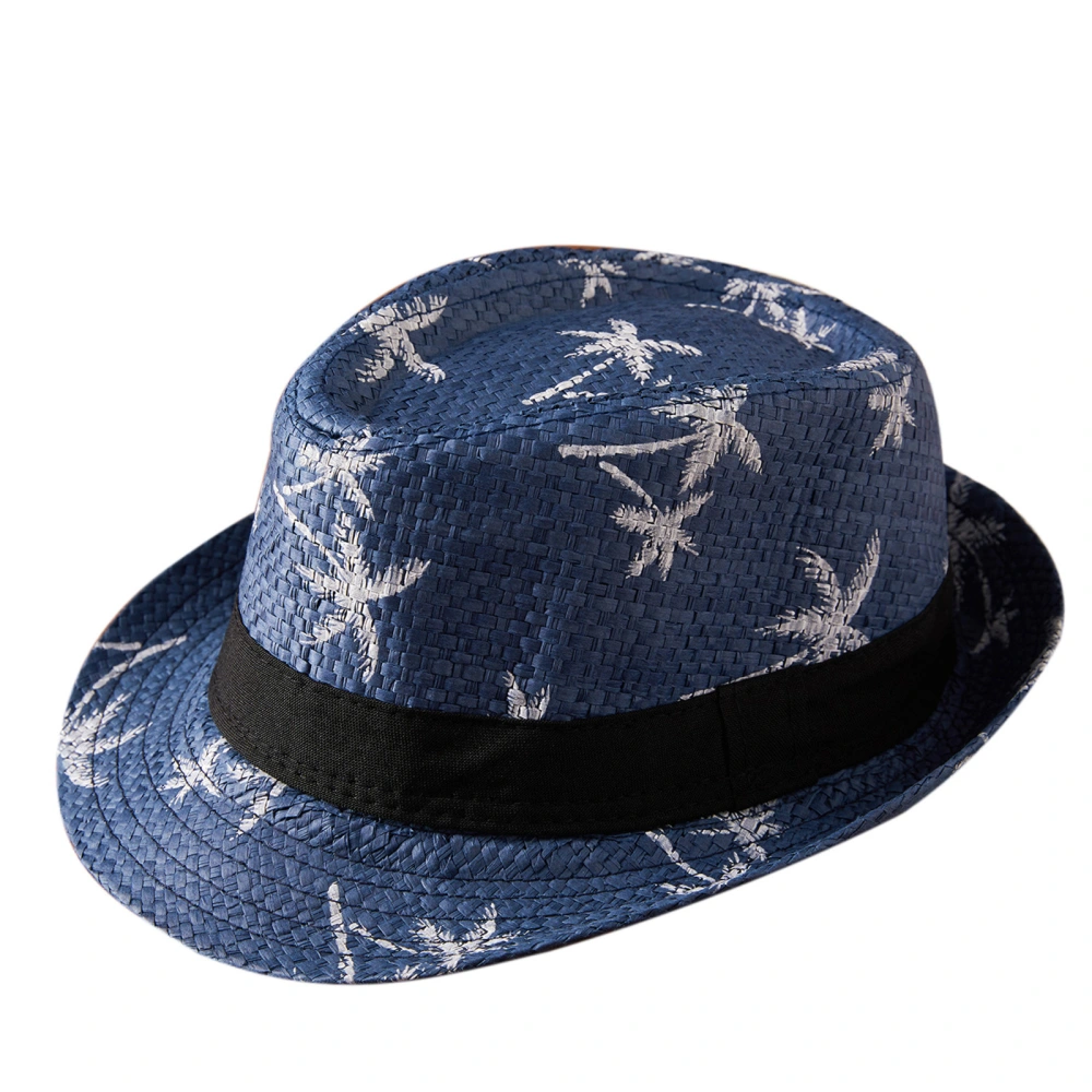 Father and Son Straw Hat, Coconut Tree Print Wide Brim Summer Sun Cap