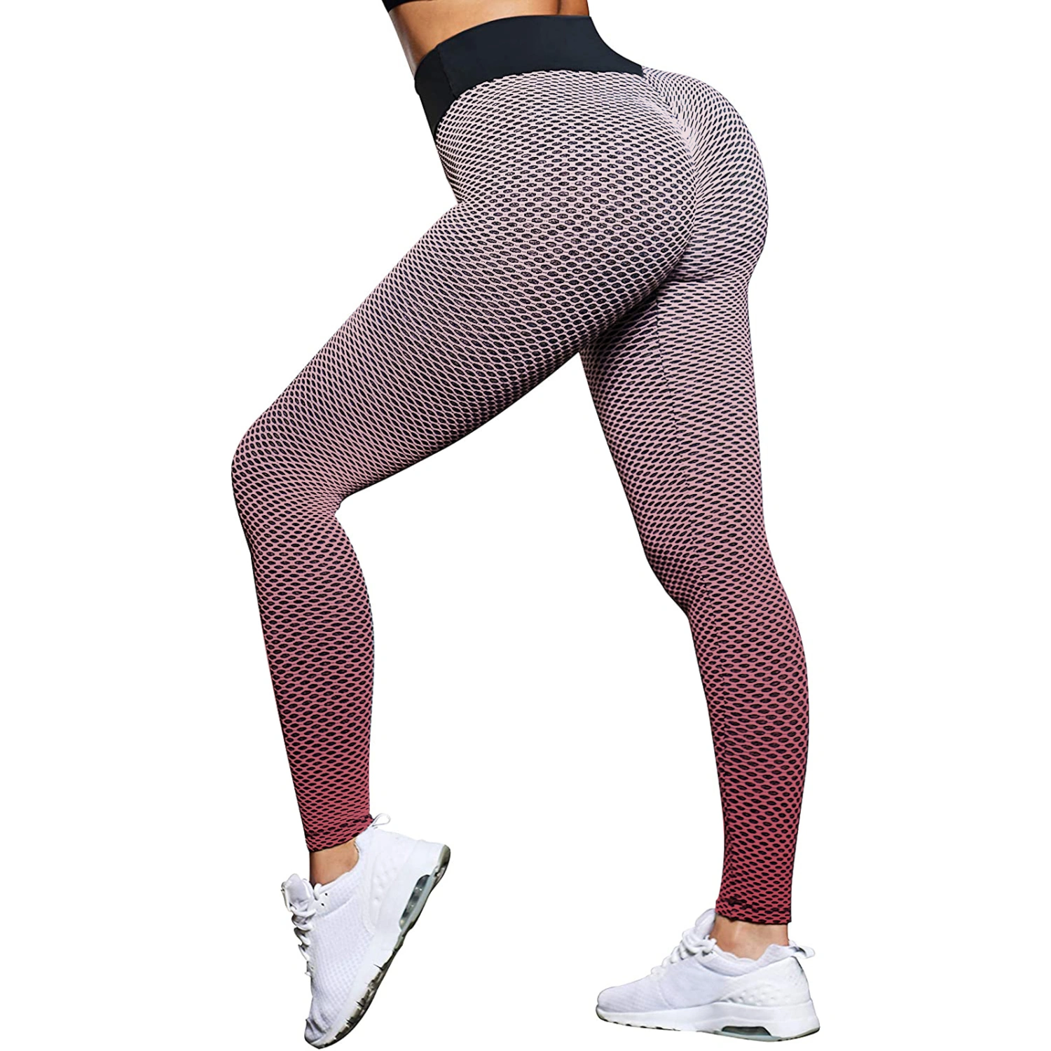 Women’s Gradient Color Honeycomb High-waist Tight Sport Pants