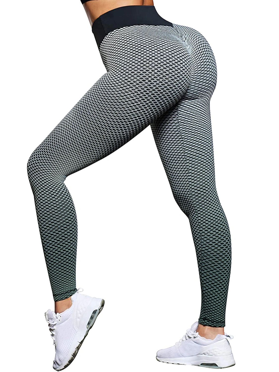 Women’s Gradient Color Honeycomb High-waist Tight Sport Pants