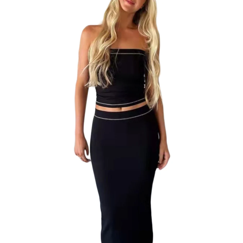 Women Wrap Chest Tops Off Shoulder Vest High Waist Summer Suit