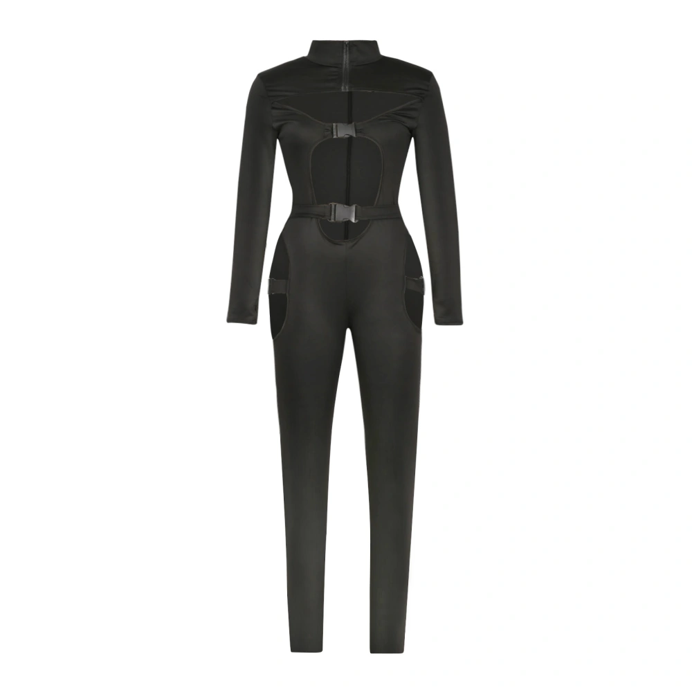 Women Sexy Jumpsuit, Solid Color Turtleneck Long Sleeve Overalls