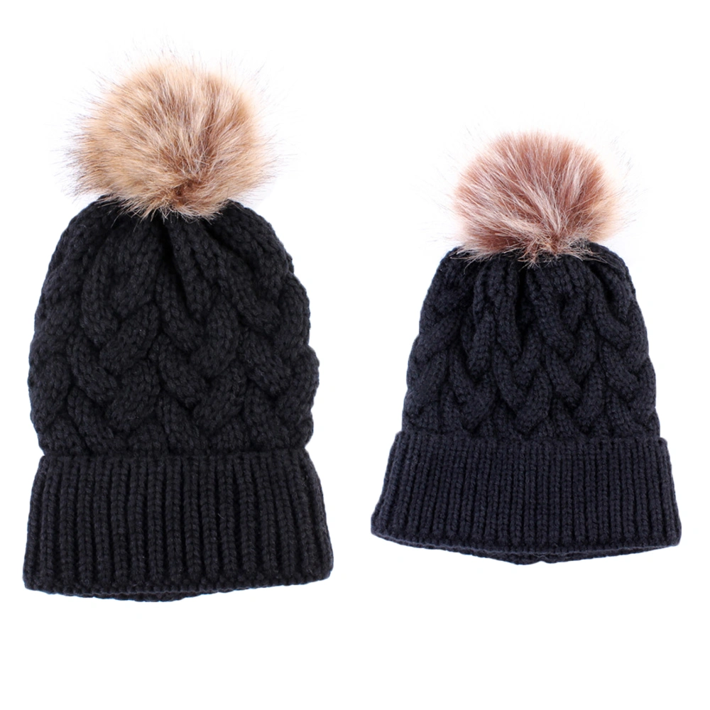 Parent-Child Beanie Hat Mother & Kids Winter Warm Cable Knit Hat