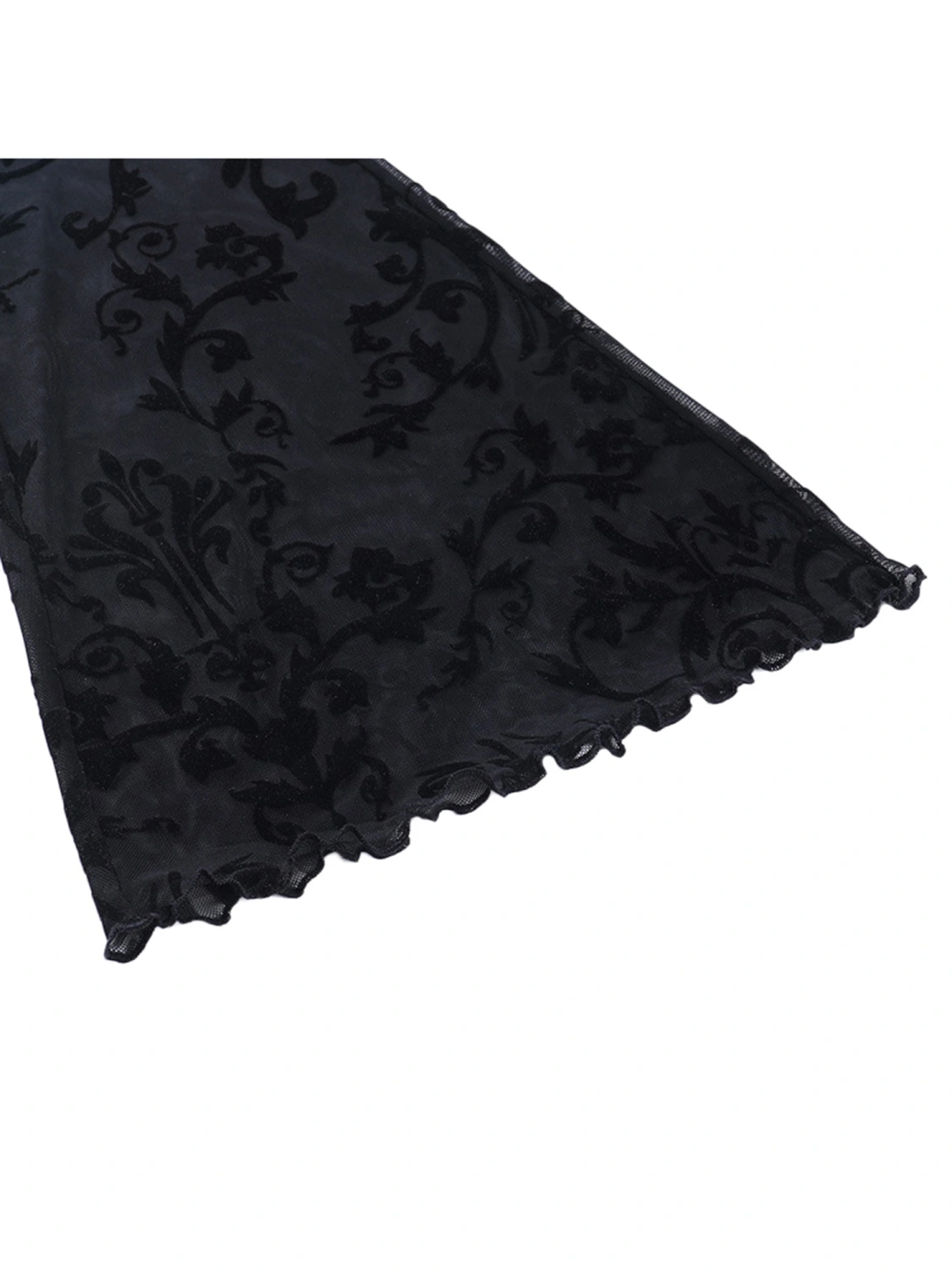 Female Flared Trousers, Floral Print High Waist See-Through Long Pants