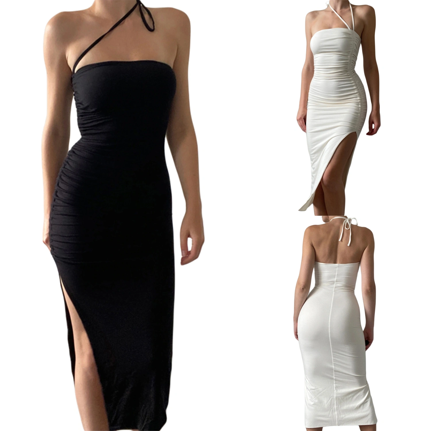 Women Tube Dress with Adjustable Drawstring, Pleated Clothing