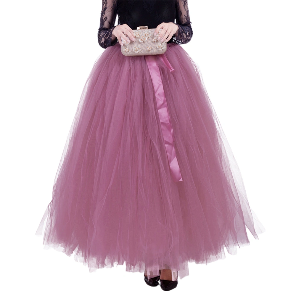 Women Princess Bubble Skirt, Girls Solid Color Mesh Long Overskirt 