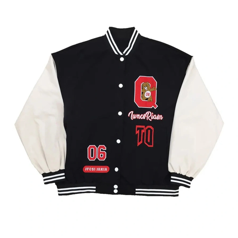 Women Letter Embroidery Long Sleeve Oversized Baseball Jackets