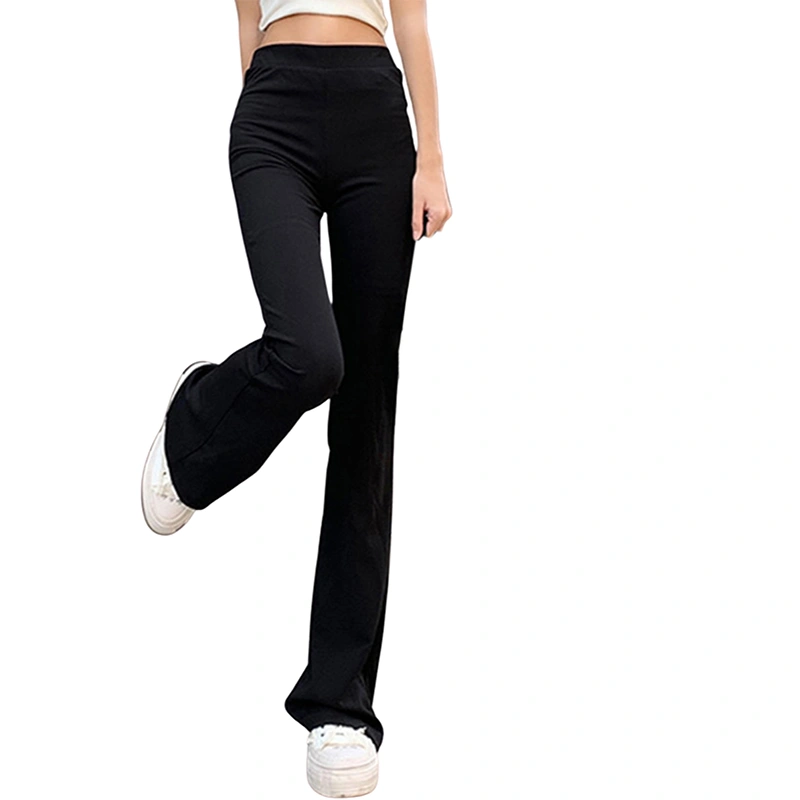 Women Fashion Flared Pants, Solid High Waist Wide Leg Trousers 