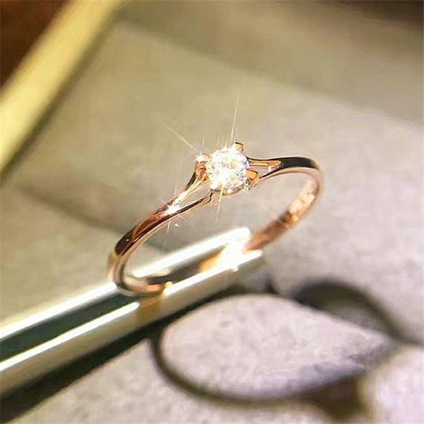 925 silver Ring Rose colour Round White Topaz Wedding Ring Size 5 6 7 8 9 10