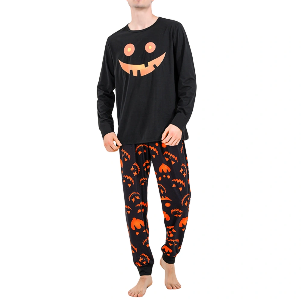 Parent-Child Pajamas, Halloween Print Tops + Trousers, Long Jumpsuit