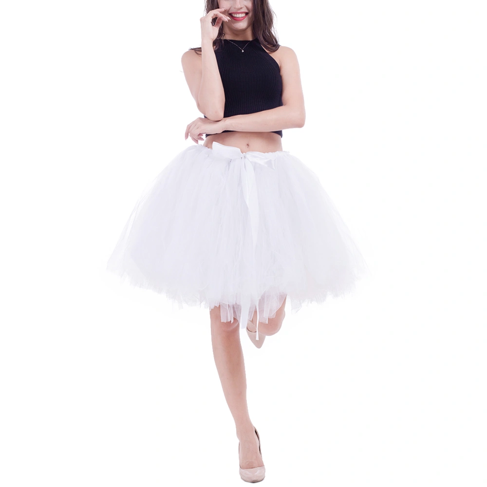 Women Tulle Tutu Skirt with Tie-up Waist, Solid Color Bubble Skirt