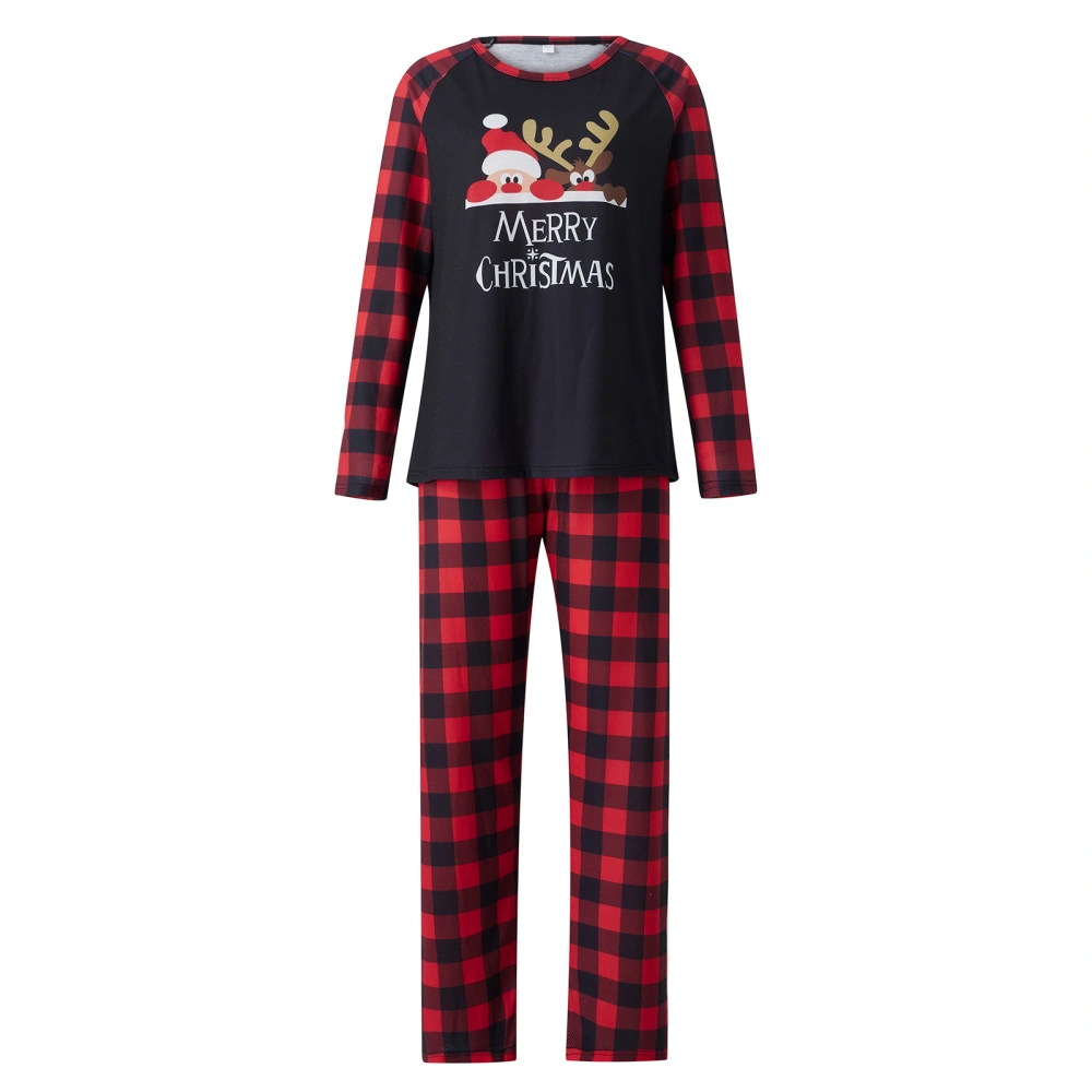 Christmas Family Matching Pajamas Set Letters T-shirt with Plaid Pants