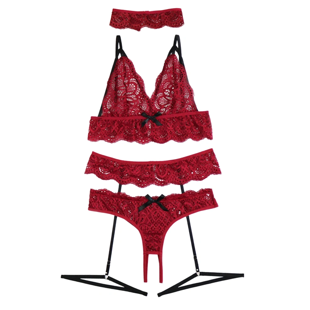 Female Sexy Lingerie Set, Underwear+ T-Back+ Neckerchief+ Garters