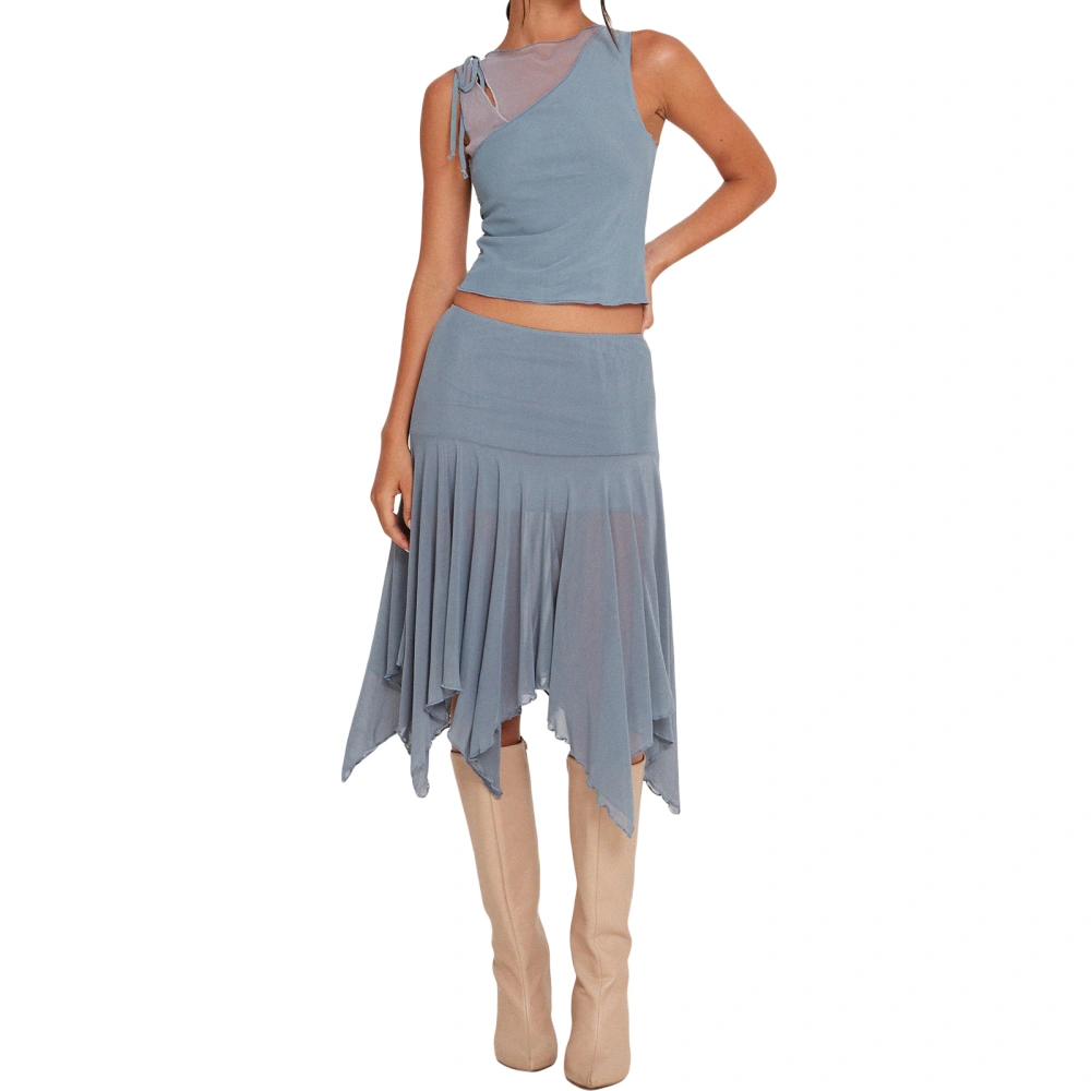 Women's Summer Solid Color Irregular Pleated Hem Streetwear Skirt