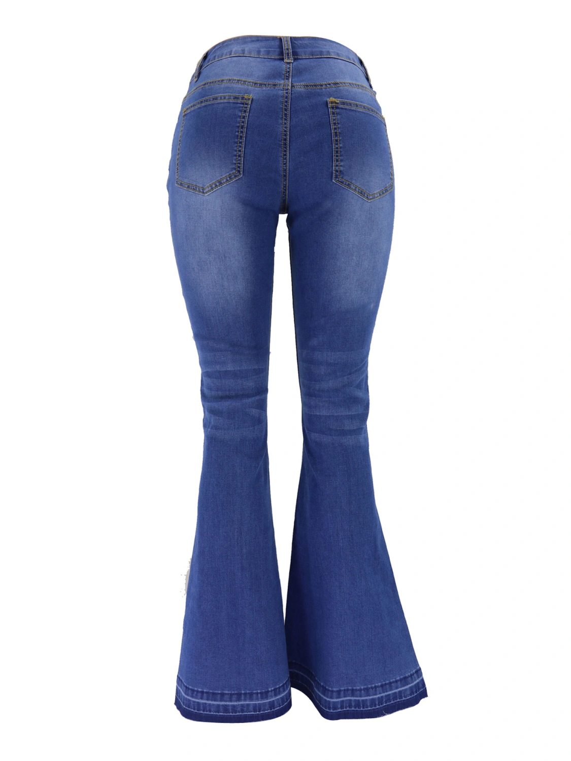 Women’s Solid Color Low Waist Skinny Trumpet Jeans with Pocket