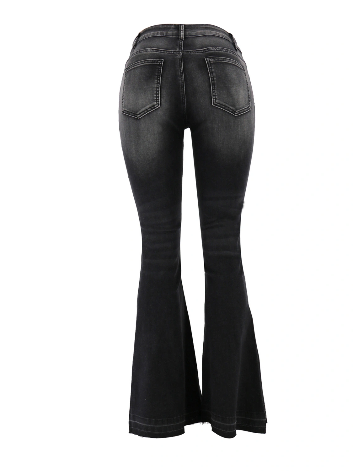 Women’s Solid Color Low Waist Skinny Trumpet Jeans with Pocket